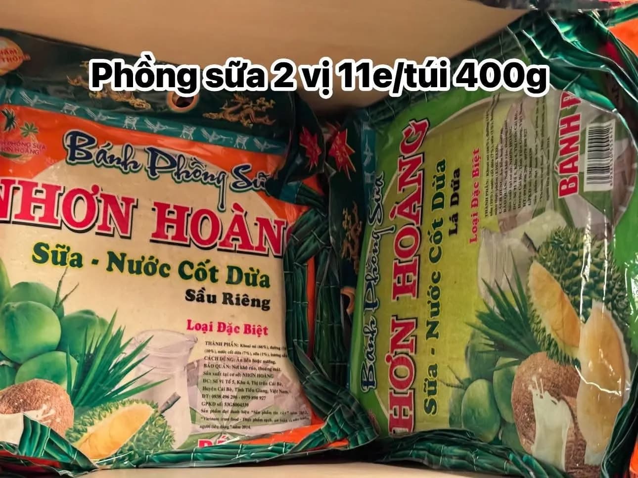 Bánh phồng sữa 2 vị (túi 400gr)