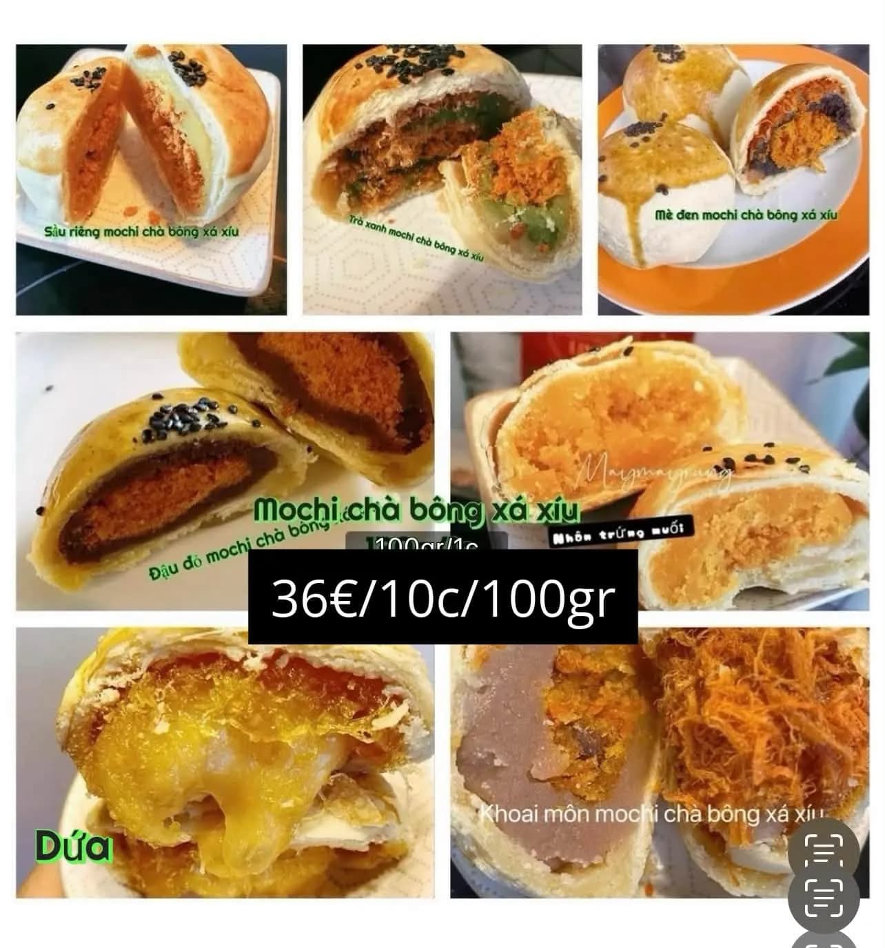 Bánh mochi chà bông trứng muối vỏ ngàn lớp (10c mix vị)